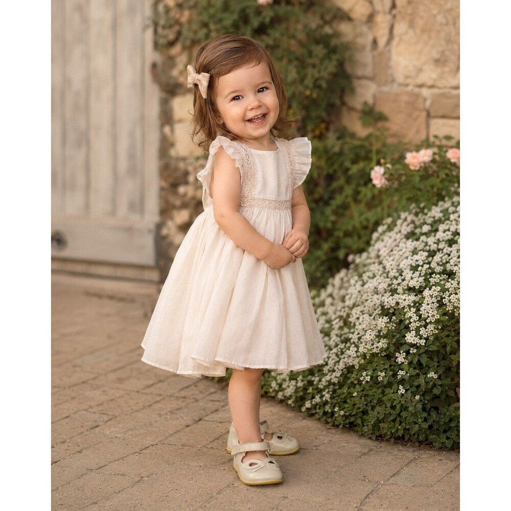 Livie & Luca Girls Toddler Size 4 Cream Ivory Bow Mary Jane Leather Shoes